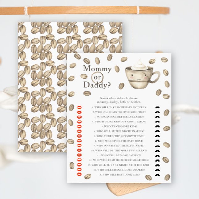 Coffee baby shower - mummy or daddy game (Creator Uploaded)