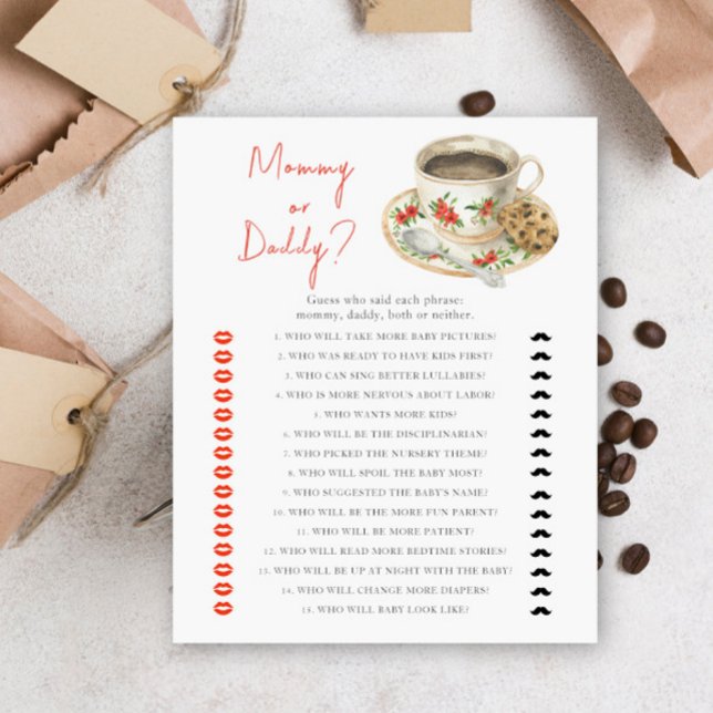 Coffee baby shower - mummy or daddy game (Creator Uploaded)