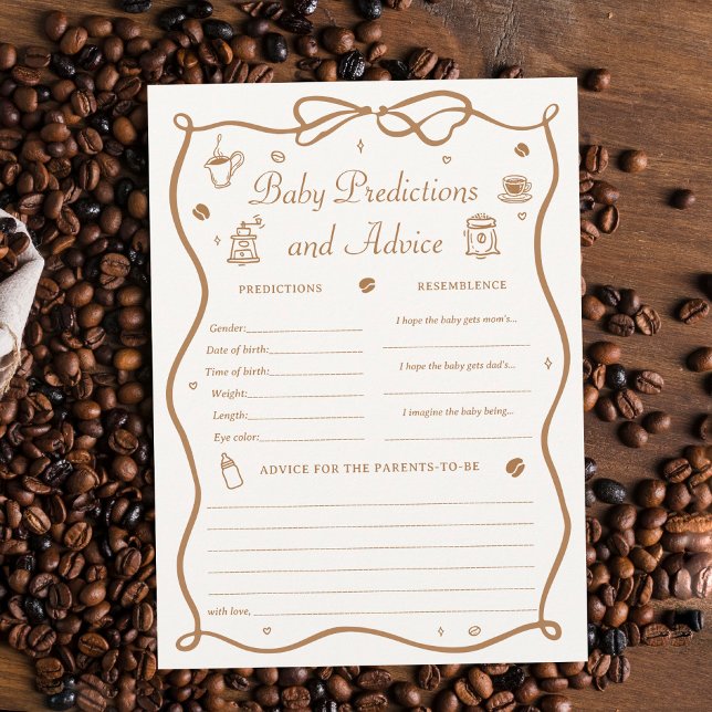 Coffee Baby Shower Predicitons Game Card (Creator Uploaded)