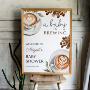 Coffee Baby Shower Welcome - Baby is Brewing 18x24 Poster