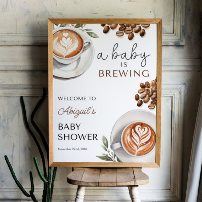 Coffee Baby Shower Welcome - Baby is Brewing 18x24 Poster (Coffee Baby Shower Welcome - Baby is Brewing 18x24 Poster)