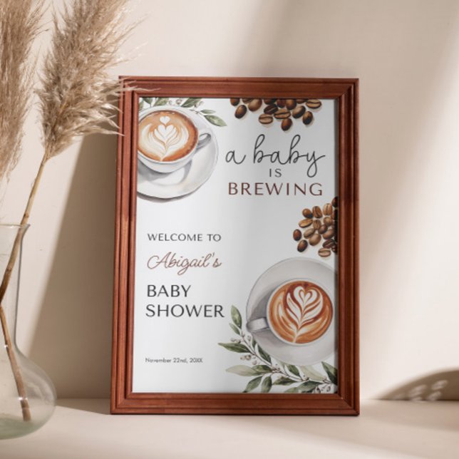 Coffee Baby Shower Welcome - Baby is Brewing 24x36 Poster (Coffee Baby Shower Welcome - Baby is Brewing 24x36 Poster)