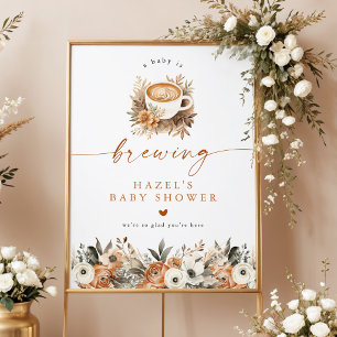 Coffee Baby Shower Welcome, Baby Is Brewing Poster