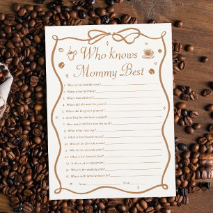 Coffee Baby Shower Who Knows Mommy Best Game Card