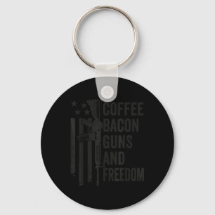 Coffee Bacon Guns & Freedom - Bbq Grill Drinki Key Ring