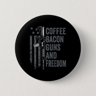 Coffee Bacon Guns & Freedom - Bbq Grill Pro Gu 6 Cm Round Badge