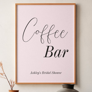 Coffee Bar Blush Pink Wedding Shower Poster