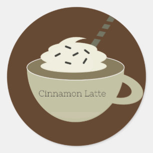 Coffee Bar Cup Latte Business Classic Round Sticker