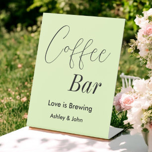Coffee Bar Green Pastel Wedding  Pedestal Sign