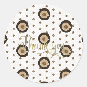 Coffee Bar Latte Bridal Shower Foil Script Classic Round Sticker