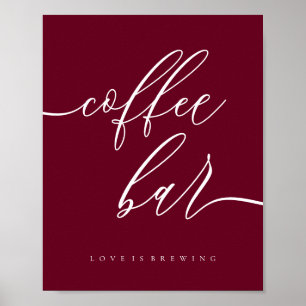 Coffee Bar Simple Burgundy Poster