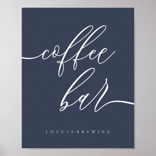 Coffee Bar Simple Navy Poster (Front)
