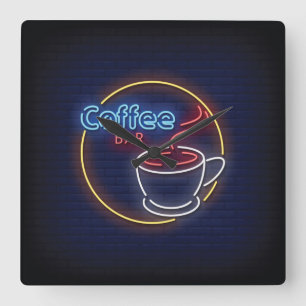 Coffee bar square wall clock