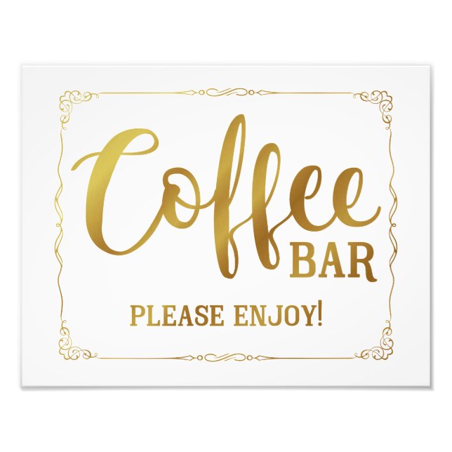 coffee bar wedding sign black (Front)