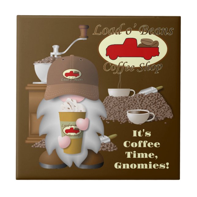 Coffee Barista Gnome Ceramic Tile (Front)