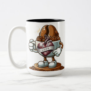 Coffee Bean and Heart of Love Coffee Mug
