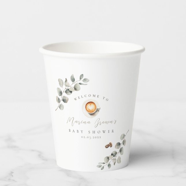 Coffee bean baby shower  paper cups (Front)