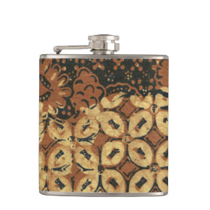 Coffee Bean Batik Art Pattern Design Hip Flask