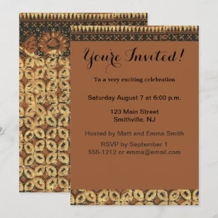 Coffee Bean Batik Art Pattern Design Invitation