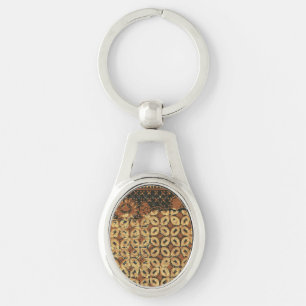 Coffee Bean Batik Art Pattern Design Key Ring