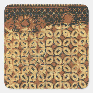 Coffee Bean Batik Art Pattern Design Square Sticker