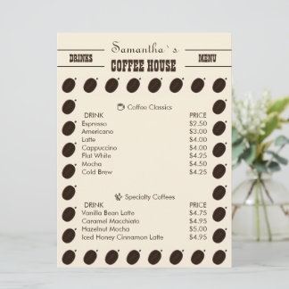 Coffee Bean Branded Business Professional Menu