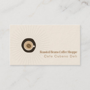 Coffee Bean Cup Shop Barista Logo Cup Beige Business Card