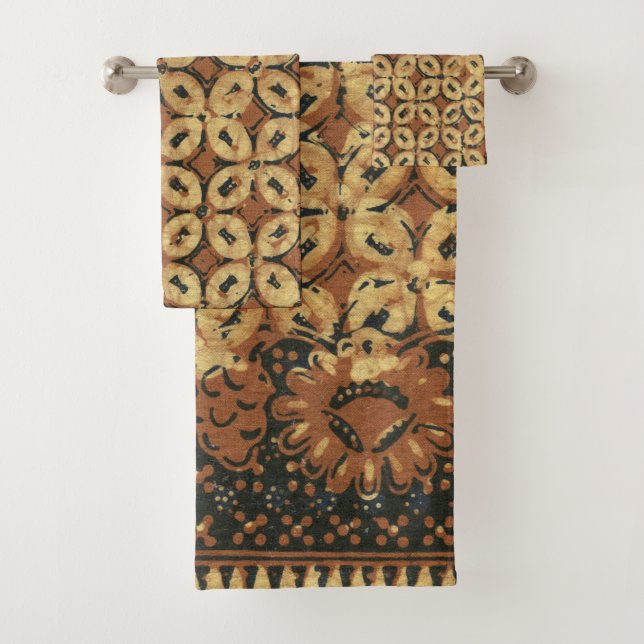 Coffee Bean Earthy Boho Rustic Bath Towel Set (Insitu)
