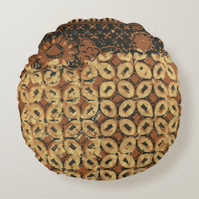 Coffee Bean Earthy Boho Rustic Round Cushion (Front)