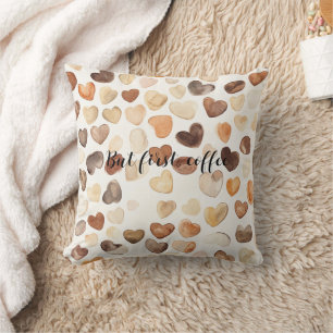 Coffee Bean Hearts Coffee First Cushion