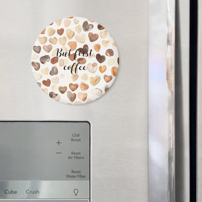 Coffee Bean Hearts Coffee First Magnet (In Situ (Fridge))