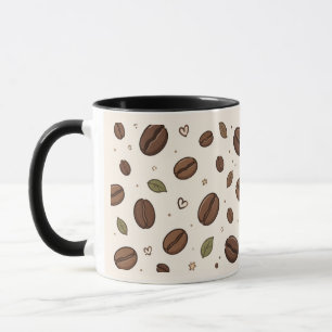 Coffee Bean & Leaf Pattern Mug for Everyday Use