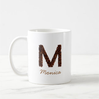 Coffee Bean Monogram Letter M Personalised Name Co Mug