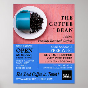Coffee Bean Mug, Barista, Café, Coffeehouse Advert Poster