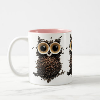 Coffee Bean Owl Art Two-Tone Coffee Mug