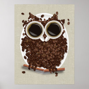 Coffee Bean Owl Poster Art