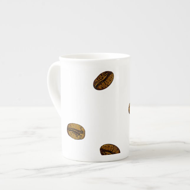 Coffee Bean Pattern Bone China Mug (Front Left)