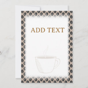 Coffee Bean Pattern Coffee Cup Custom Borders  Invitation