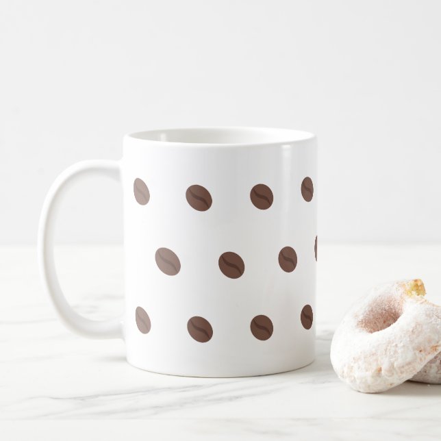 Coffee Bean Pattern Minimalist Design Mug (With Donut)