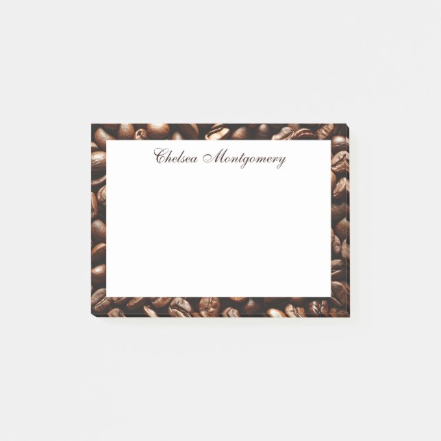 Coffee Bean Pattern Personalised Post-it Notes (Front)