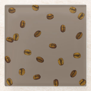 Coffee Bean Patttern Glass Coaster