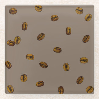 Coffee Bean Patttern Glass Coaster