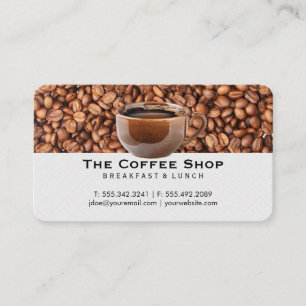Coffee Bean Pile Brown Coffee Cup Business Card