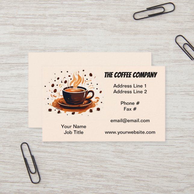 Coffee Bean Roasters Retail Wholesale Shop  Business Card (Front/Back In Situ)