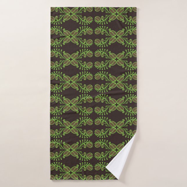 Coffee bean seamless pattern with ethnic motifs. V Bath Towel (Bath Towel)