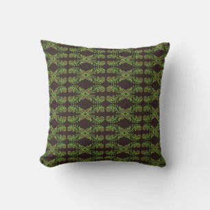 Coffee bean seamless pattern with ethnic motifs. V Cushion