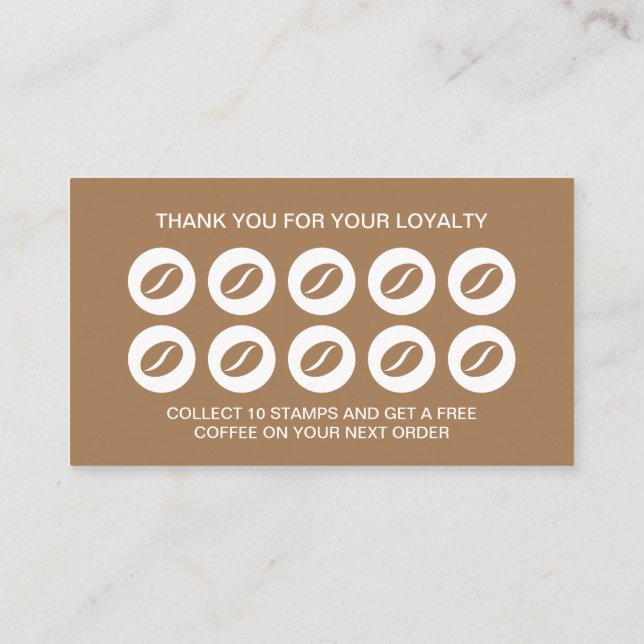 Coffee bean shop loyalty business card template (Back)