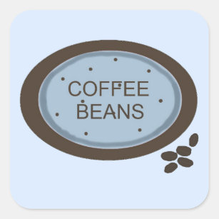 Coffee Bean Sign in Blue and Brown Square Sticker