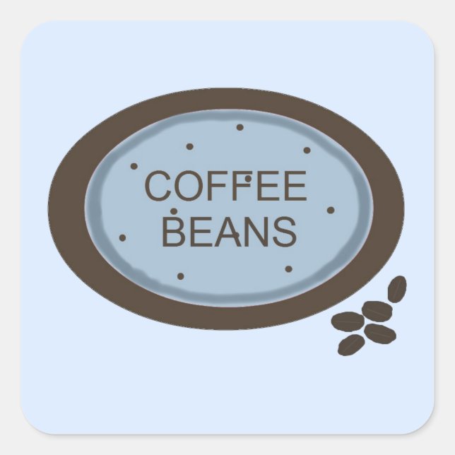 Coffee Bean Sign in Blue and Brown Square Sticker (Front)
