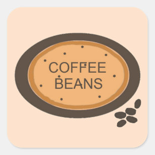 Coffee Bean Sign in Orange and Brown Square Sticker